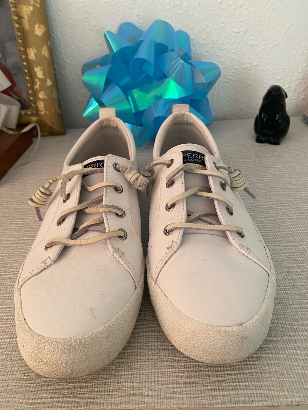 Sperry White Leather Low-Top Lace Sneakers